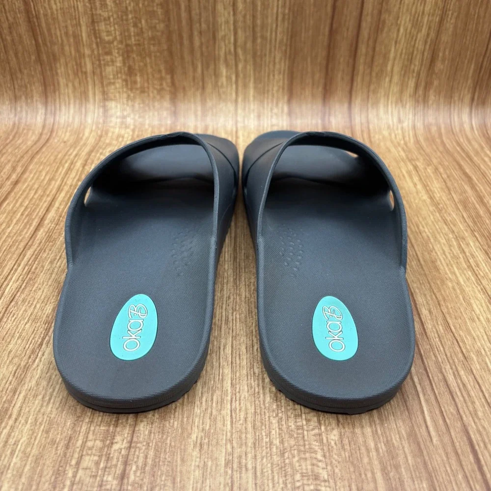 Oka-B‎ Slide Sandals Charcoal Grey Womens Size 7-8 Cross Strap Waterproof USA